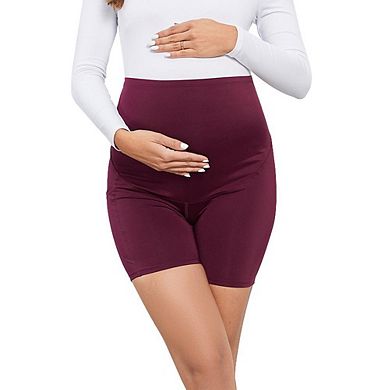 Women's High-Waist Maternity Yoga Shorts With Side Pockets