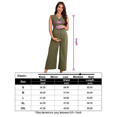 Women's Maternity Jumpsuit V-Neck Sleeveless with Adjustable Waist