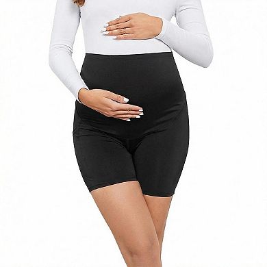 Women's Maternity High-Waist Yoga Shorts With Side Pockets