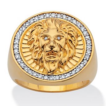 .41 ct w. Round White Cubic Zirconia Lion Head Ring 14k Gold-Plated