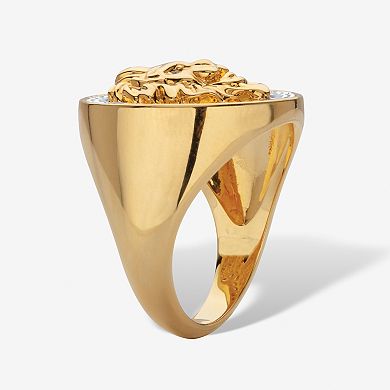 .41 Cttw. Round White Cubic Zirconia Lion Head Ring 14k Gold-Plated