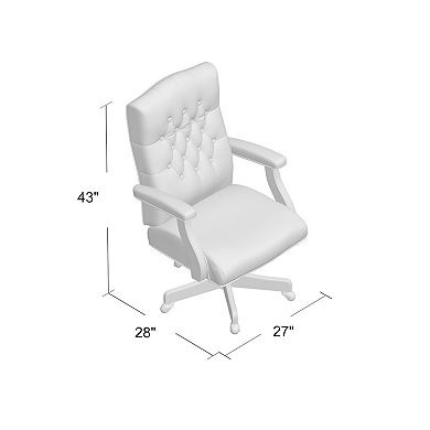 Yuzu Executive Armchair, Gas-Lift Spring-Tilt, Wood Base, Vinyl