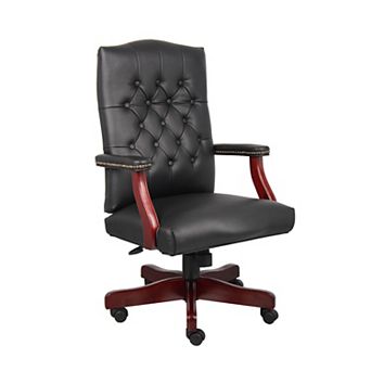 Yuzu Executive Armchair, Gas-Lift Spring-Tilt, Wood Base, Vinyl