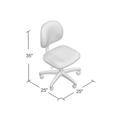 Wen Swivel Posture Chair, Black Faux Leather Back & Waterfall Seat