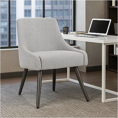 Boki Reception Guest Chair, Light Gray Poly-Linen, Soft Foam Seat