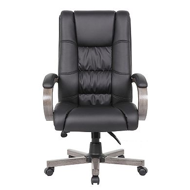 Zoey High-Back Executive Chair, Vinyl, Wood Finish