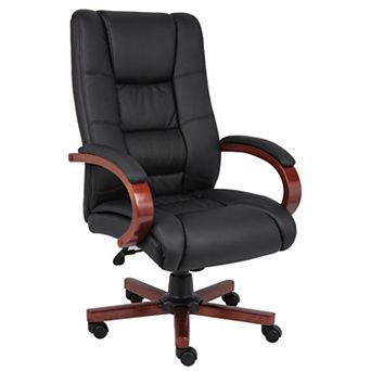 Zoey High-Back Executive Chair, Vinyl, Wood Finish
