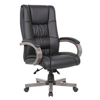Zoey High-Back Executive Chair, Vinyl, Wood Finish