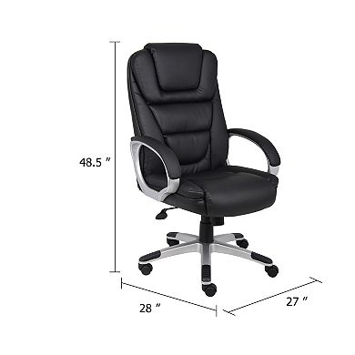 Ziko Swivel Executive Chair with Waterfall Seat, Black Faux Leather