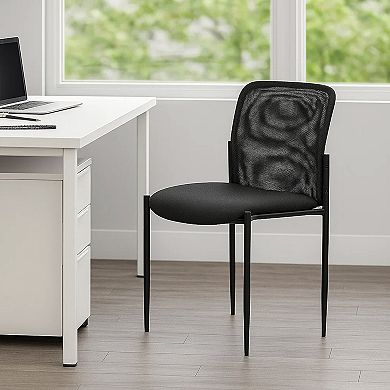 Vayu Stackable Guest Chair, Black Mesh, Soft Crepe Fabric