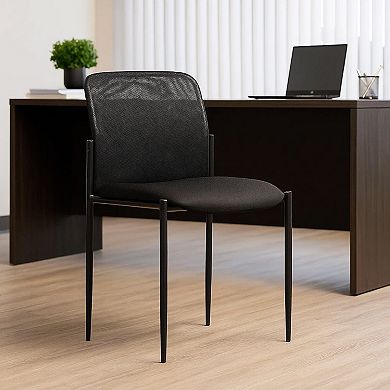 Vayu Stackable Guest Chair, Black Mesh, Soft Crepe Fabric