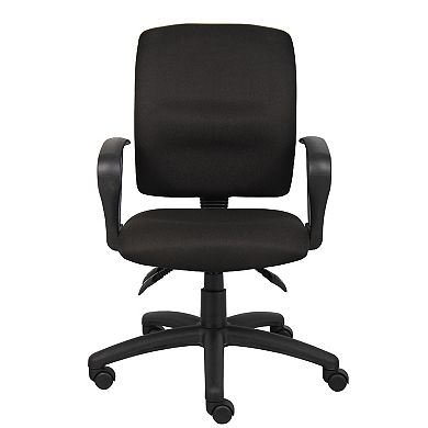 Zean Swivel Task Chair, Loops Arms, Black Crepe Fabric, Rolling