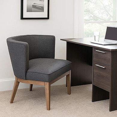 Yoma Reception Guest Chair, Slate Gray Linen, Driftwood Brown Wood
