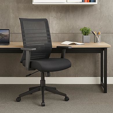 Zara Rolling Task Chair, Black Mesh, Adjustable Arms and Tilt Tension