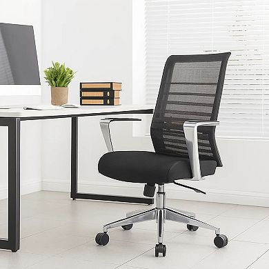 Zara Rolling Task Chair, Black Mesh, Aluminum Synchro-Tilt Mechanism