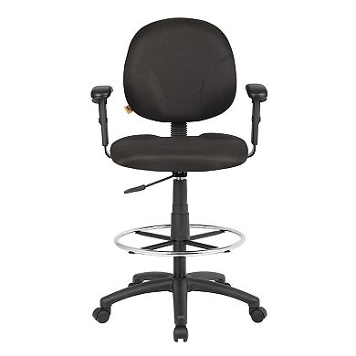Zem Drafting Stool with Adjustable Arms & Chrome Footring, Black Crepe