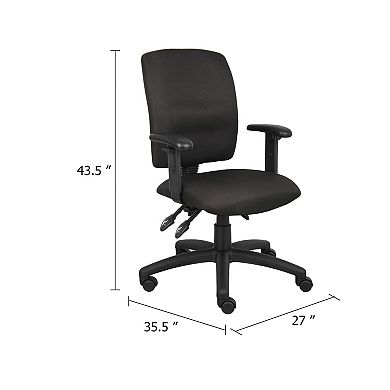 Zean Swivel Task Chair, Adjustable Arms, Black Crepe Fabric, Rolling
