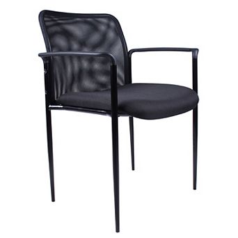 Vayu Guest Armchair, Black Mesh, Steel Frame, Stackable up to Four