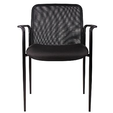 Vayu Guest Armchair, Black Mesh, Steel Frame, Stackable up to Four