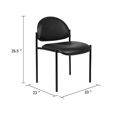 Addy Diamond Stacking Chair, Waterfall Seat, Steel, Black Vinyl