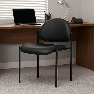 Addy Diamond Stacking Chair, Waterfall Seat, Steel, Black Vinyl