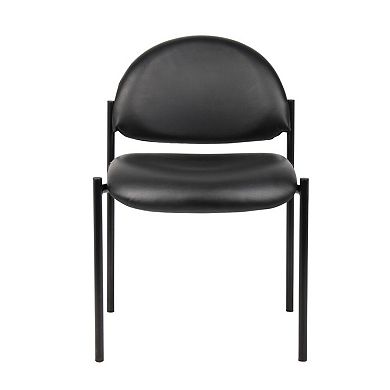 Addy Diamond Stacking Chair, Waterfall Seat, Steel, Black Vinyl