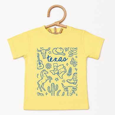 Texas Sketched Collage - Toddler Short Sleeve Graphic T-Shirt