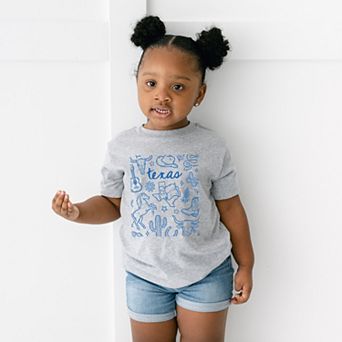 Texas Sketched Collage - Toddler Short Sleeve Graphic T-Shirt