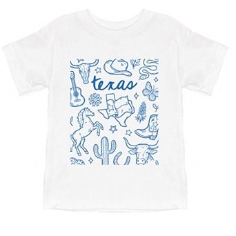 Texas Sketched Collage - Toddler Short Sleeve Graphic T-Shirt
