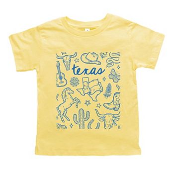Texas Sketched Collage - Toddler Short Sleeve Graphic T-Shirt