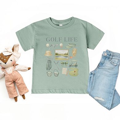 Golf Life Watercolor - Toddler Short Sleeve Graphic T-Shirt