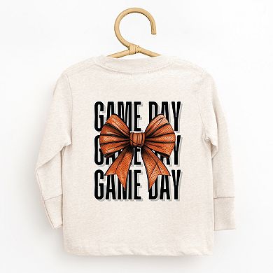 Basketball Game Day Stacked Coquette Front and Back Design - Toddler Long Sleeve Graphic Tee