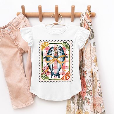 Sardines Stamp - Flutter Sleeve Graphic T-Shirt
