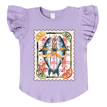 Sardines Stamp - Flutter Sleeve Graphic T-Shirt