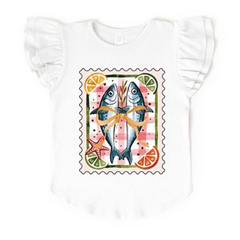 Sardines Stamp - Flutter Sleeve Graphic T-Shirt