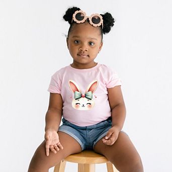 Watercolor Bunny Face - Toddler Short Sleeve Graphic T-Shirt
