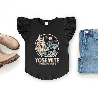 Yosemite National Park Two-Toned Circle - Flutter Sleeve Graphic T-Shirt