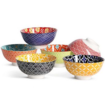 6 pc Small Colorful Porcelain Bowls for Ice Cream Desserts Snacks Condiments