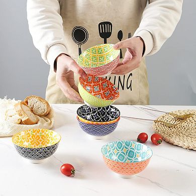 6-Piece Small Colorful Porcelain Bowls for Ice Cream Desserts Snacks Condiments