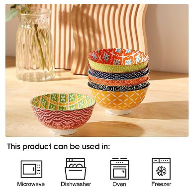 6-Piece Small Colorful Porcelain Bowls for Ice Cream Desserts Snacks Condiments