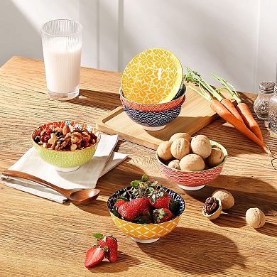 6-Piece Small Colorful Porcelain Bowls for Ice Cream Desserts Snacks Condiments