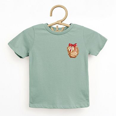 Watercolor Baseball Collage Coquette Front and Back Design - Toddler Short Sleeve Graphic T-Shirt