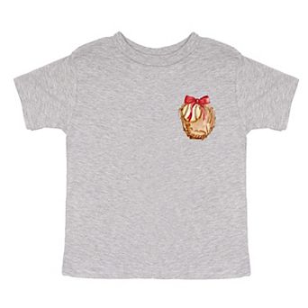 Watercolor Baseball Collage Coquette Front and Back Design - Toddler Short Sleeve Graphic T-Shirt