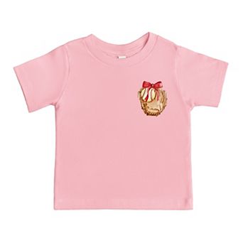 Watercolor Baseball Collage Coquette Front and Back Design - Toddler Short Sleeve Graphic T-Shirt