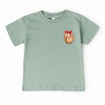 Watercolor Baseball Collage Coquette Front and Back Design - Toddler Short Sleeve Graphic T-Shirt