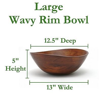 Cherry Finished Wavy Rim Bowl - 13