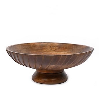 Hand Carved Mango Wood Decorative Bowl for Home Decor - Dining Table, Living Room, Kitchen