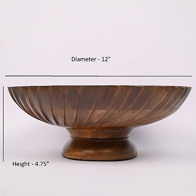 Hand Carved Mango Wood Decorative Bowl for Home Decor - Dining Table, Living Room, Kitchen