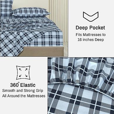 Flannel Sheets Queen Size - 100% Cotton Double Brushed Bed Sheets, Deep Pockets 16 Inches Queen