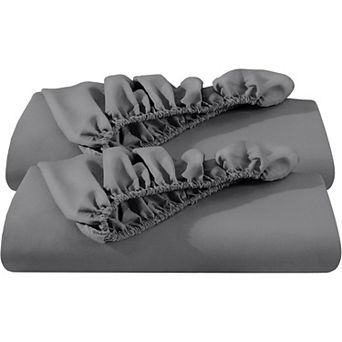 2-Pack Fitted Bottom Sheets Queen - Premium 1800 Ultra-Soft Wrinkle Resistant Microfiber(Grey)